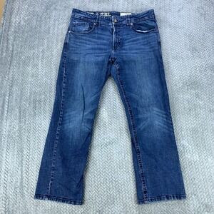 TK Axel Jeans Men's 34x30 (Fits 34x28) Blue Slim Boot Faded Whiskers Stretch